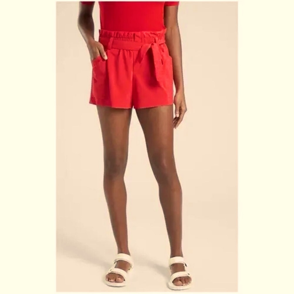 ATHLETA Women's Skyline Shorts Lightwight
Belted Paperbag Waist in Red Size 6